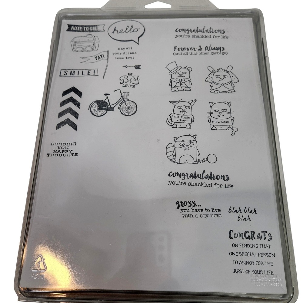 Wedding Cats Bicycle Clear Photopolymer Cling Stamp Lot Sentiments Cardmaking